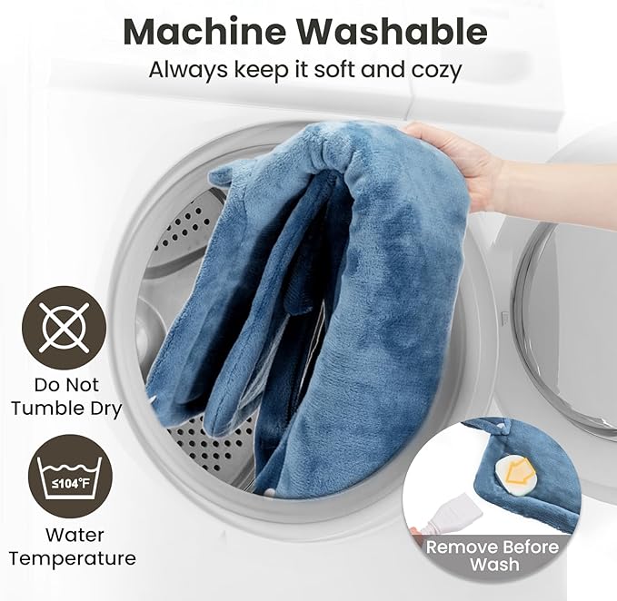 DAILYLIFE Heating Pad for Neck and Shoulders and Back, Electric Heating Pad for Back Pain Relife, 6 Heating Settings, UL Certified with Overheating Protection and Machine Washable, 26"x35", Light Blue