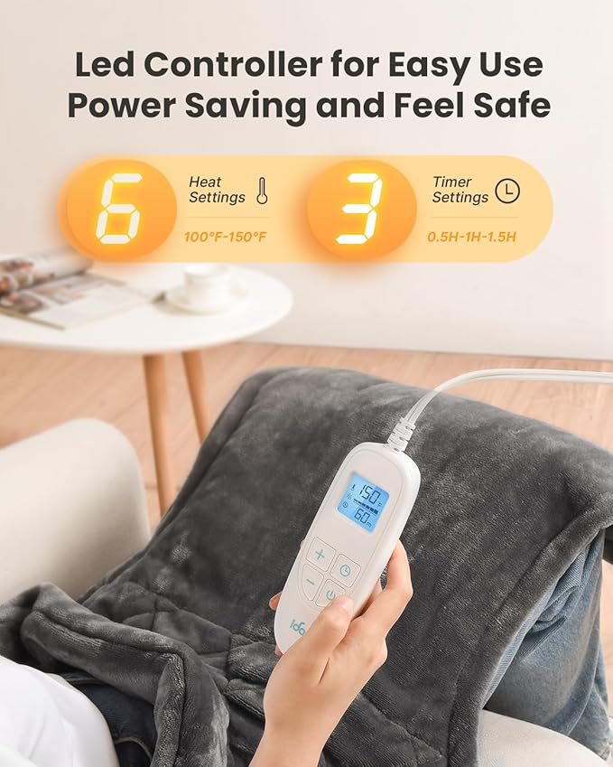 iDOO Heating Pad for Neck and Shoulders and Back for Pain Relief, Mothers Day Gifts for Mom Women Men Elderly, FSA Eligible Items & HSA Store, Large 24"x33" Weighted Electric Heat Pads for Back Gray