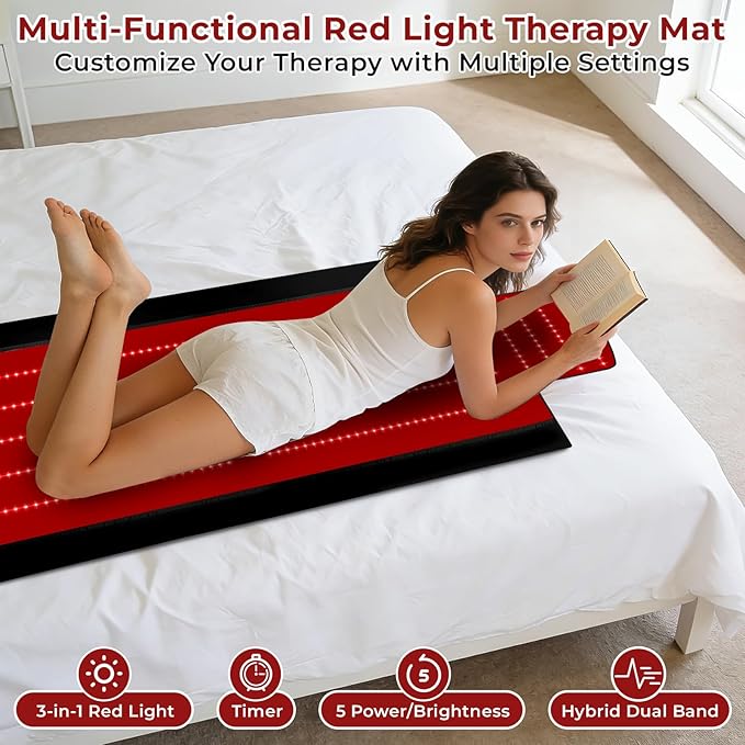 Red Light Therapy Mat for Fully Body, Red Light Blanket Dual Wavelength 660nm & 850nm Infrared Red Light Therapy Pad, Ideal for Home/Office/Men/Women/Elderly 74.8inch*33.46inch 660 LEDs