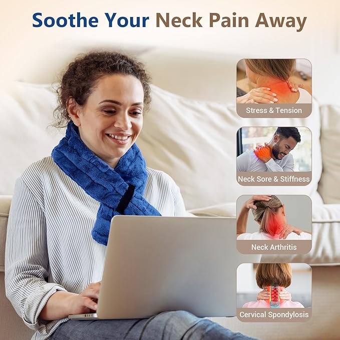 Comfytemp Microwavable Heating Pad for Neck Shoulders, FSA Eligible HSA, 33"×4", Moist Heat Neck Wrap Warmer for Pain Relief, Microwave Heating Pad Warm Compress, Relaxation Items for Women Seniors