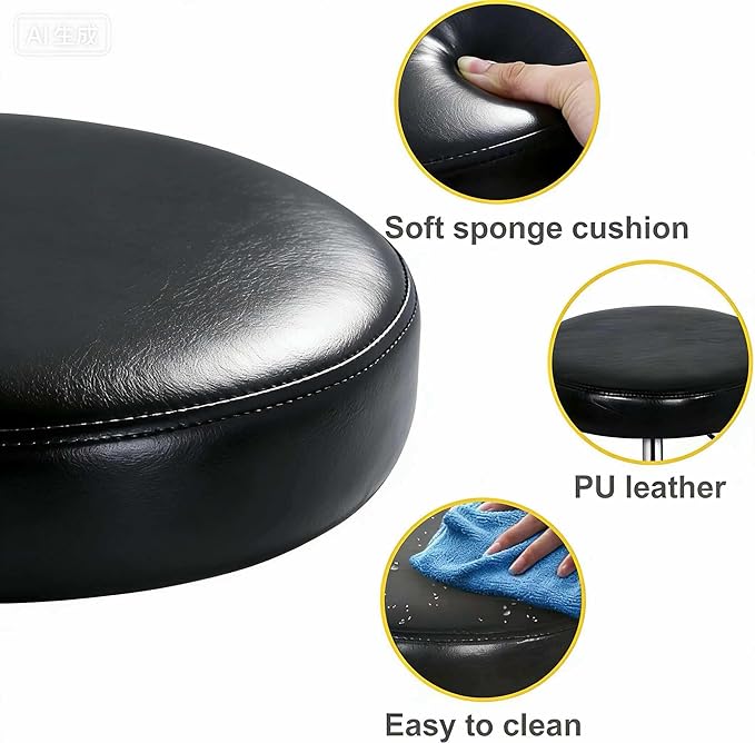 ZENY Adjustable Swivel Stool Chair Hydraulic Rolling Stool for Beauty Salon Massage Spa Medical Tattoo Drafting with PU Leather Cushion(Black - 2 Pack)