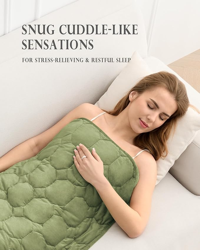Cottonblue Weighted Lap Blanket Pad 7 lbs 29" x 24", Cozy Luxury Crystal Velvet Weighted Blanket for Adults, Small Weighted Blanket Throw All Season for Travel Relaxation Sleeping, Avocado Green