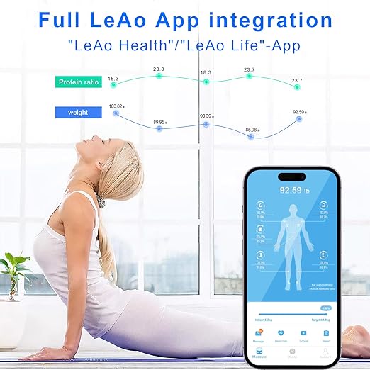 Scale for Body Weight Digital Smart Scale - Large Display Bathroom Scale with BMI, Body Fat, Muscle Mass, Accurate Bluetooth Scale for Home User Health Equipment Sync Apps