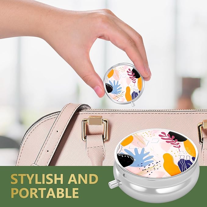 Nipichsha Pill Box, Small Pill Case for Purse & Pocket, Cute Travel Medicine Organizer, Portable Medicine Container Holder to Hold Vitamins, Medication, Fish Oil & Supplement, Floral Fantasy