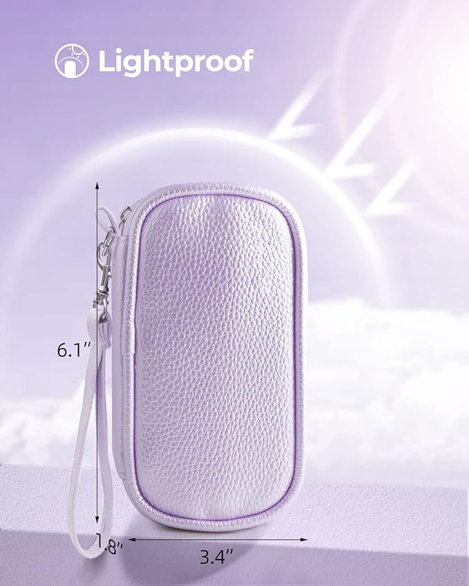 Cute Pill Organizer 2 Times a Day, PU Leather Pill Case for Women, Portable Weekly Pill Box for Purse with Storage Bag to Hold Vitamins, Medications, Fish Oils, Supplements (Purple)