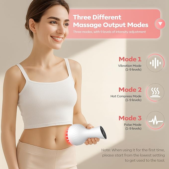 Lymphatic Drainage Massager & Anti Cellulite Massage Tool,New Lymphatic Massager,Helps Reduce Stretch Marks & Cellulite，for Belly, Arms & Legs,Body Sculpting Machine with Heat & Vibration