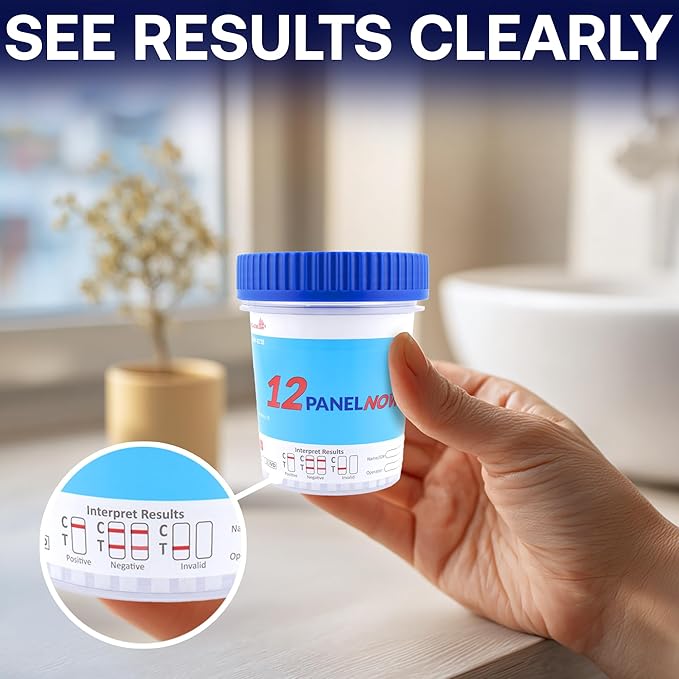 Reliable Urine Drug Test with 12 Panel - Drug Test Urine Kits with Temperature Strips - At Home Kit That Detects AMP, BAR, BZO, BUP, COC, MDMA, MET, MTD, OPI, OXY, TCA, THC – [100 Pack] - 12 PANEL NOW
