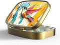 Small Pill Box Pill Case with Mirror Retro Pocket 2 Compartment Pill Holder for Purse or Pocket Bronze Portable Medicine Vitamin Container Fish Oil and Supplement Storage BPA-Free(Hummingbird Art)