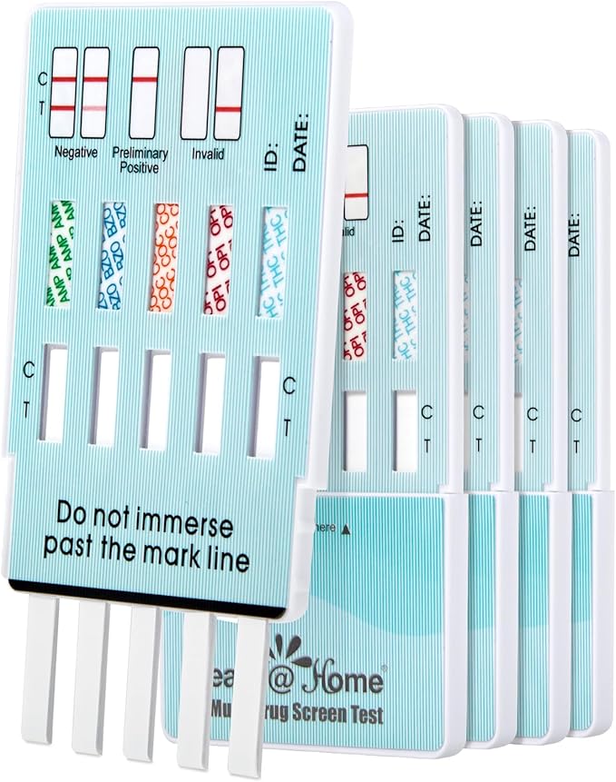 Easy@Home Multi-Drug Screen Test - Urine Drug Test Kit Testing 5 Most Used Drugs Amphetamine (AMP), Cocaine (COC), Morphine (OPI 2000), Oxazepam (BZO), Cannabinoids (THC 50) - #EDOAP-754 (200 Pack)