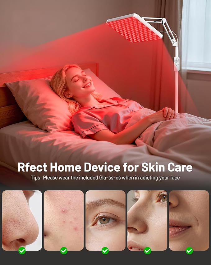 SUXIO Red Light Therapy for Face & Body, 165 Red LED Therapy Lamp, Red Light Therapy Panel with Remote, Deep 660nm - 820nm Near Infrared Light Therapy for Body