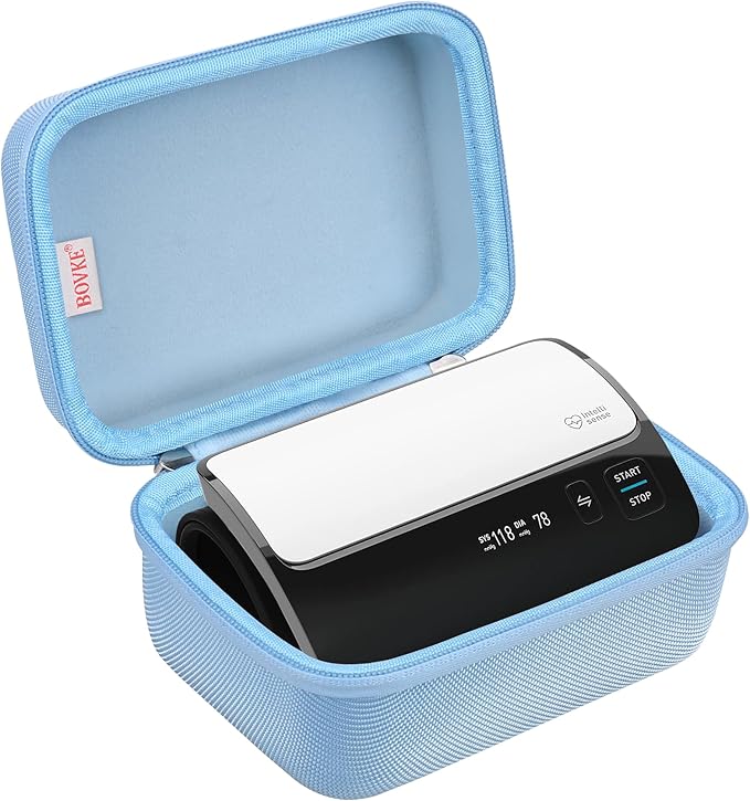 BOVKE Carrying Case for OMRON Evolv Bluetooth Wireless Upper Arm Blood Pressure Monitor, BP7000 One-Piece Design Portable OMRON BP Monitor Storage Bag, Blue