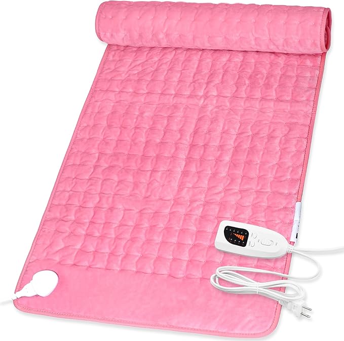 Deepsoon Heating Pad,Electric Heating Pads for Back,Neck,Abdomen,Moist Heating Pad for Shoulder,Knee,Arms,Legs,Dry/Moist Heat & Auto Shut Off,Christmas Gifts for Men and Women,BabyPink,40x20 Inch