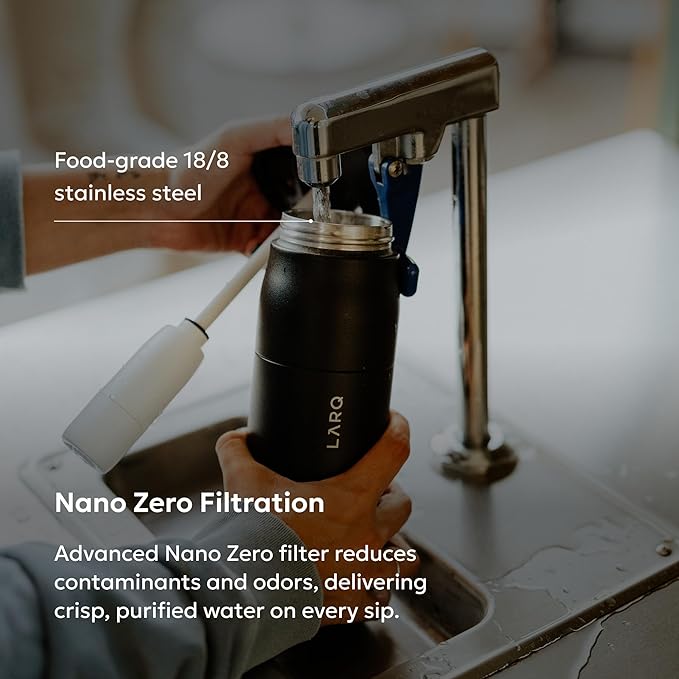 LARQ PureVis 2 Self Cleaning Water Bottle - UV Water Purifier with Filter Straw, Smart App Hydration Tracking, Insulated Stainless Steel
