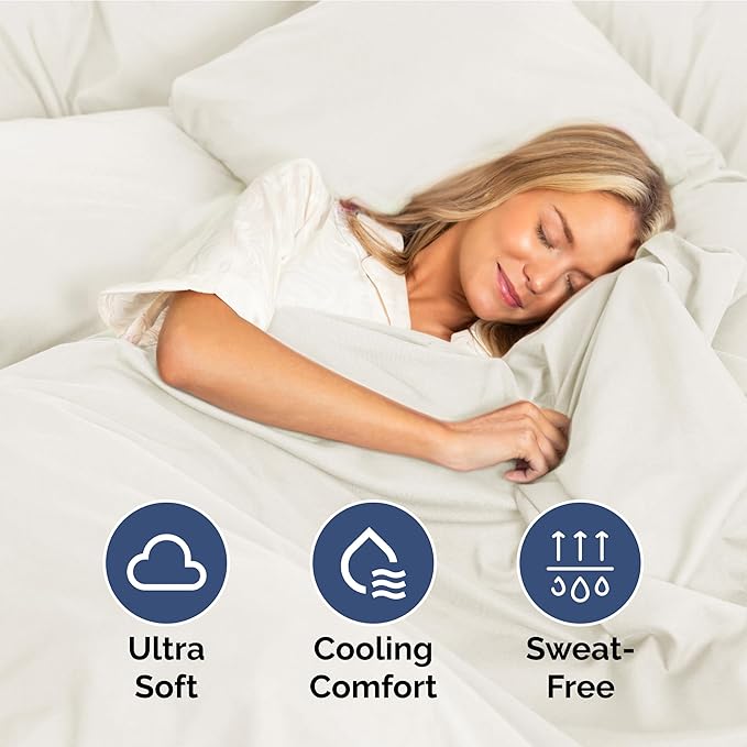 Twin XL Size 3 Piece Sheet Set - Extra Soft, Breathable & Cooling Sheets - Hotel Luxury Durable Bed Sheets for Women & Men - Deep Pockets, Easy-Fit & Wrinkle-Free Sheets - Ivory Oeko-Tex Bed Sheet Set
