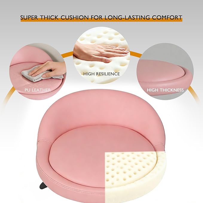 SUPER DEAL Adjustable Height Hydraulic Rolling Swivel Stool Tattoo Facial Massage Spa Salon Medical Stool with Back Rest (Pink)