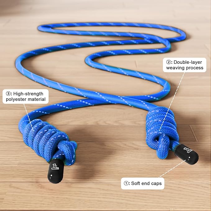Flow Rope Exercise Jump Rope For Fitness, Working Out, Flow with 9 Ft Adjustable Double Woven Workout Rope For Men, Women, Beginners' Training – Indoor & Outdoor Cardio