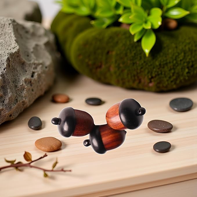 Wooden Travel Pill Case, Solid Wood Medicine Pill Box, Mini Granule Storage Box for Outdoor Acorn Shape Sandalwood Capsules Organizer Pill Organizers Over-The-Counter Medication, Brown