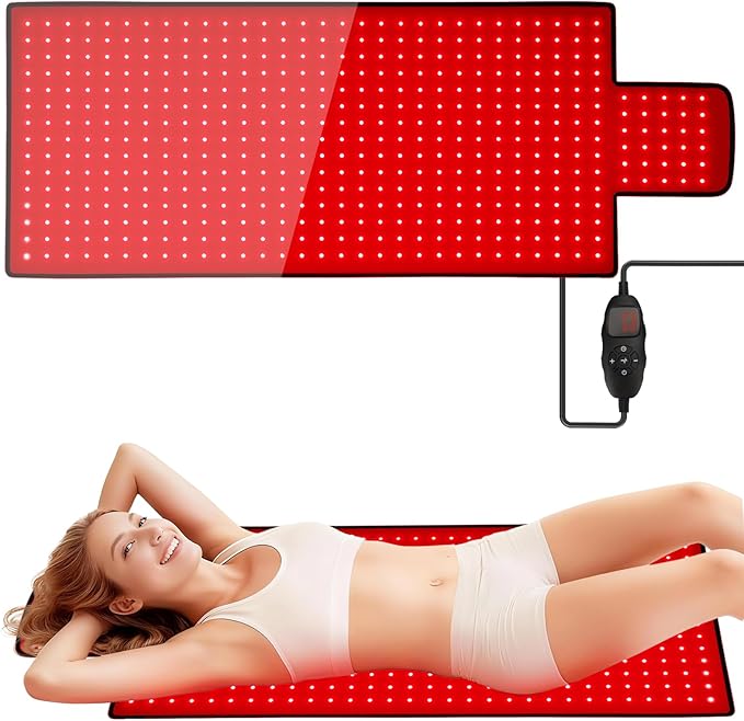Red Light Therapy Mat for Body 42"x16", 480 LEDs Infrared Light Therapy Pad with Dual Wavelengths 660nm & 850nm for Back Shoulder Abdomen Area, Pulse Modes, Timer & Intensity Control
