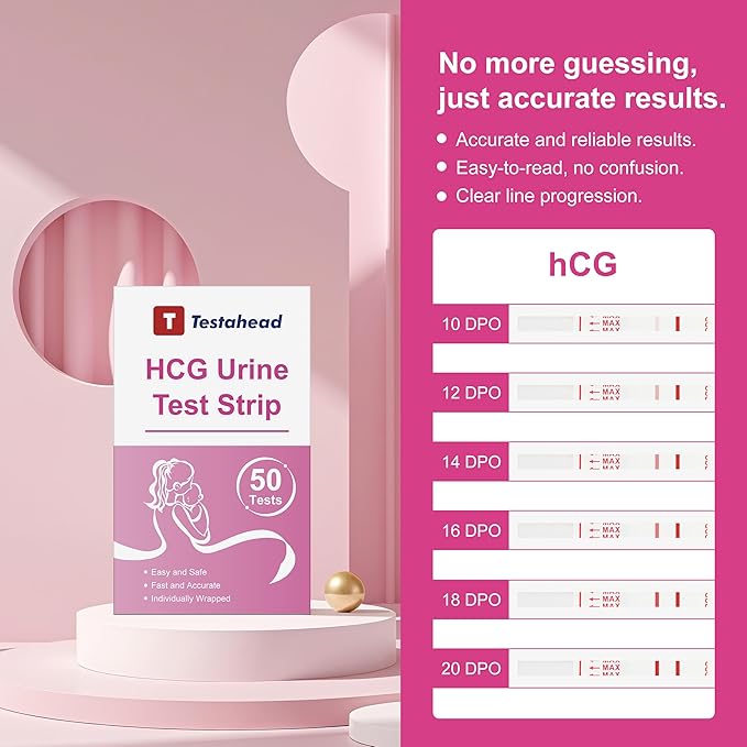 Pregnancy Test Strips, 50 Count, High Sensitivity Home Tests for Early Detection