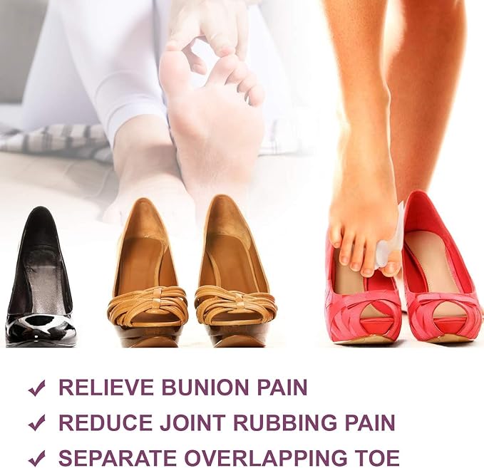 Bunion Cushion Protector, 10 Packs of Bunion Corrector Pads with Separator for Big Toe, Gel Shield for Foot Pain Relief, Calluses, Corns - Clear