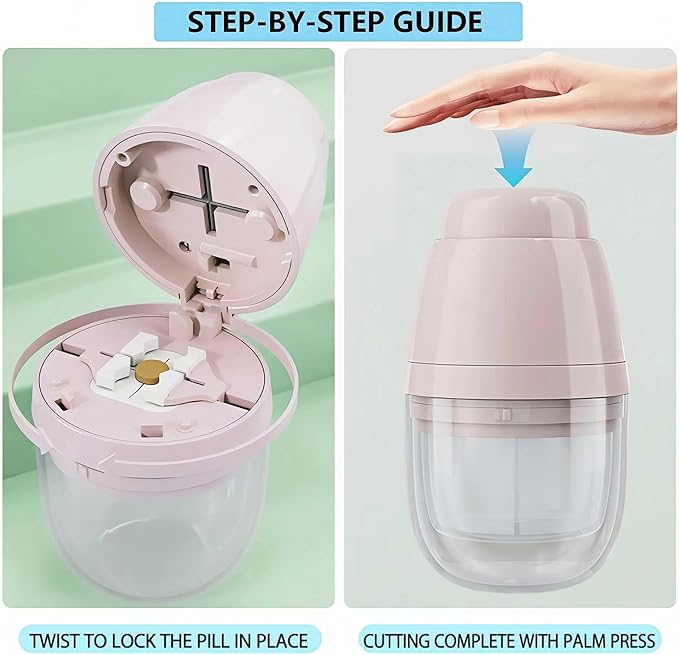 Pill Cutter 1/4,Pill Crusher,Splitter for Smalla Pills,Pill Organizer, Suitable for Carrying On The Go (Pink)