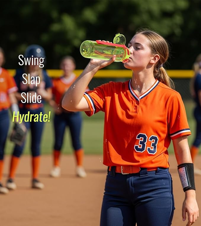 32oz/1L Sport Water Bottle, Light Tritan, Quick-Open Chug Lid/Straw 2-in-1, Leak-Proof, Dishwasher-Safe, BPA-Free, Drop-Resist & Scratch-Resist for Travel/Gym/Office/Fan Gift (Softball)