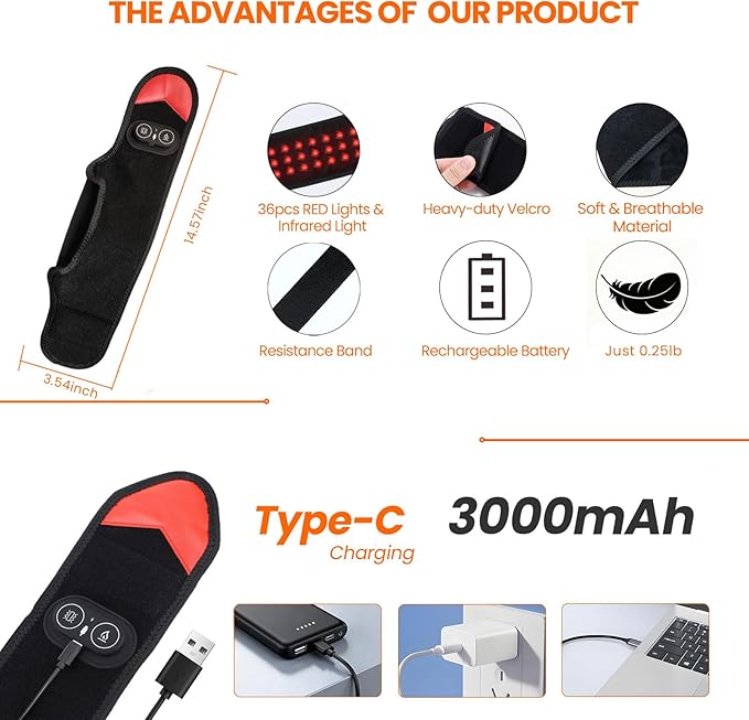 Cordless Red Light Therapy for Ankle Massager Heating Pad, 660nm Red & 850nm Near Infrared Light Therapy Wrap with Vibration & Heat, 3000mAh Rechargeable for Ankle Wrist Foot Arch Comfort (Black)