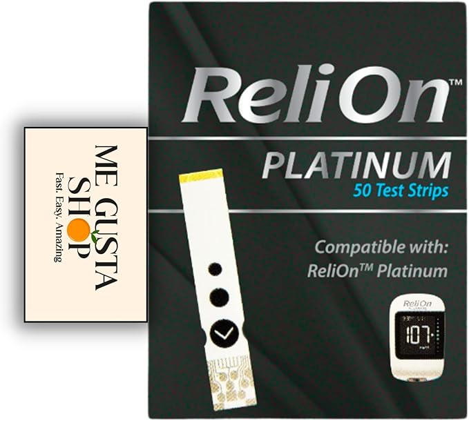 ReliOn Platinum Blood Glucose Test Strips, 50 Count (Pack of 01) + me Gusta Sticker