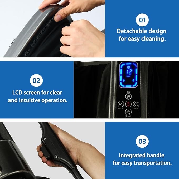 Foot Massager with Heat, Deep Kneading Electric Feet Massager with Remote Control, Calf Ankle Leg Relaxation Machine for Home & Office, Gift for Women & Men