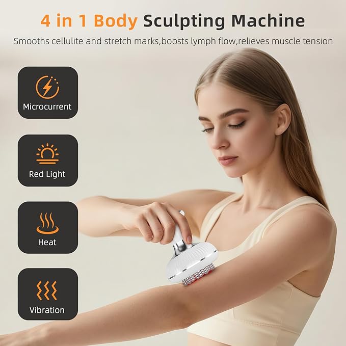Lymphatic Drainage Massager - Helps Reduce Stretch Marks & Cellulite,for Legs Arms Belly,Body Sculpting Machine with Microcurrent,Heat,Vibration,Light Women's Day Gifts for Women