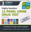 Exploro 12 Panel Urine Drug Test, Drug Test Kit for Multidrug Screen, Accurate 12 Panel Drug Test Urine for 12 Types of Drugs, Easy at Home Drug Tests, DOT Compliant, Peace of mind results (Pack of 3)