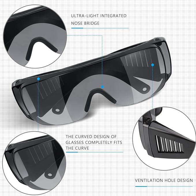 Konohan 4 Pairs UV Resistant Safety Glasses Protective Tanning Goggles Eyewear Red Light Therapy Black Glasses Comprehensive Protection for Your Eyes