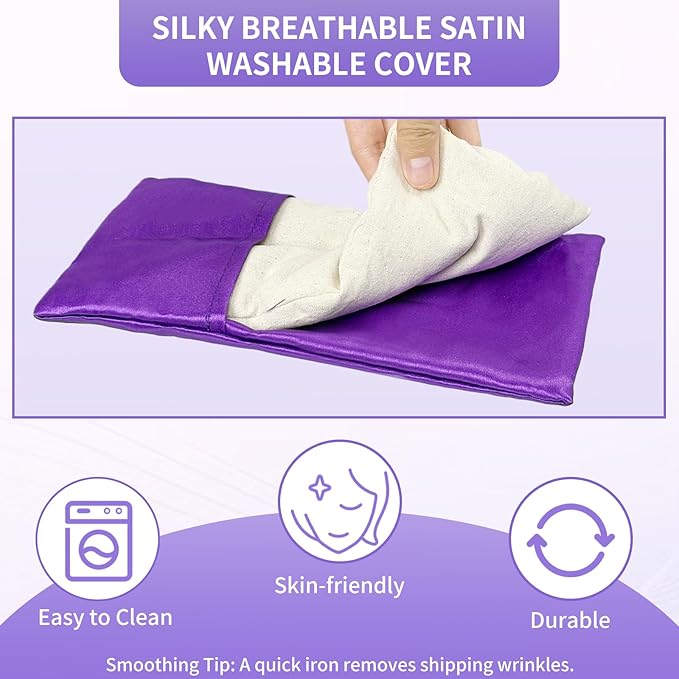 Lavender Weighted Eye Pillow for Relaxation, Yoga, Sleeping, Lavender Eye Mask with Natural Flaxseeds & Lavender for Headache, Sinus, Dry Eyes Relief, Meditation Accessories with Aromatherapy, 6PK