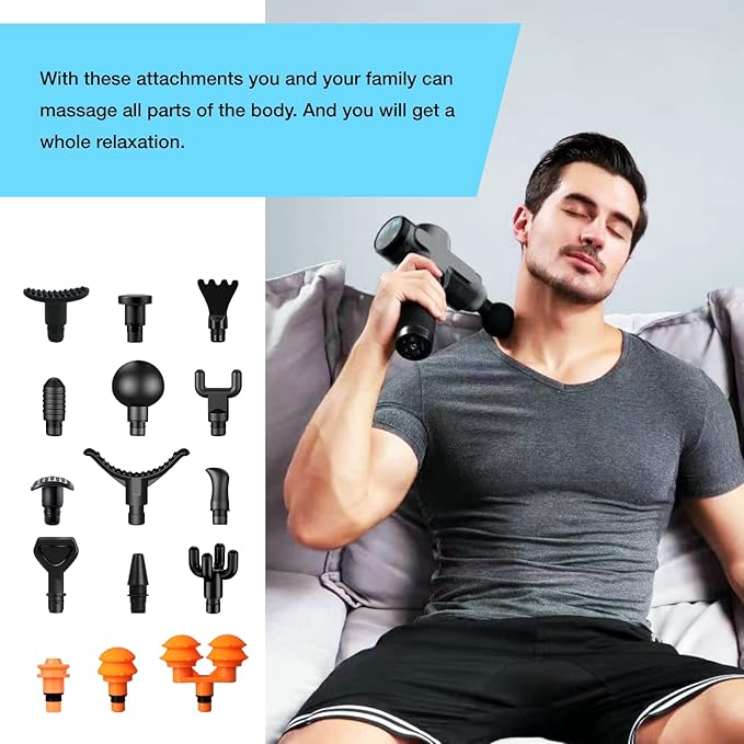 AiRelax Massage Gun Attachments for Hypervolt Go, Upgraded 15 PCS Massager Heads to Meet Different Needs for Deep Tissue Muscle Massage Gun, Plug-n-Play MassageGun Accessories Easy to Use.