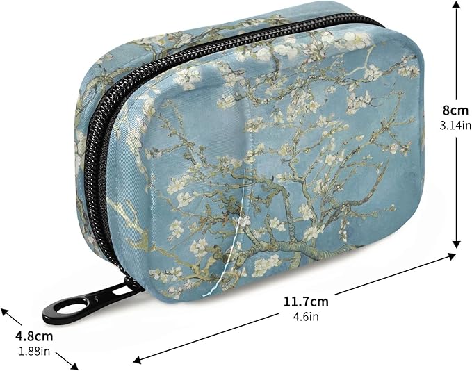 Almond Blossom Van Gogh Pill Box 7 Day Pill Case Bag Travel Pill Organizer Bag with Zipper Portable Weekly Case Compact Size for Vitamin Supplement Holder