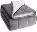 Wemore Sherpa Fleece Weighted Blanket for Adult, 15 lbs Dual Sided Cozy Fluffy Heavy Blanket, Ultra Fuzzy Throw Blanket with Soft Plush Flannel Top, 60 x 80 inches, Grey and White