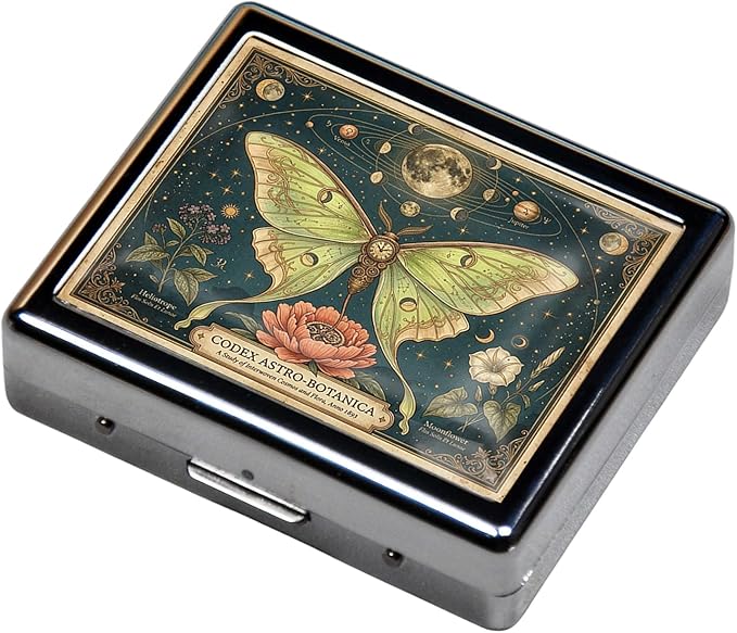 7 Days Chromed Shiny Silver Pill Organizer with Mirror Inside Has 8 Separate Compartments Rectangle,Versatile Storage for Medication - Ideal Travel Accessory (A Beautiful Butterfly)