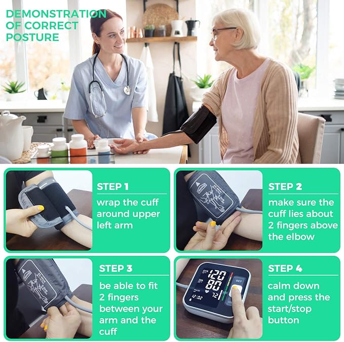 Blood Pressure Monitor Upper Arm Digital Blood Pressure Machine for Home Use with Backlit Display 8.7"-15.7" Cuff with Storage Bag