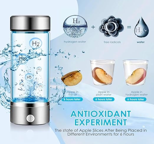 2026 Upgraded Premium Hydrogen Water Bottle Generator - 1700 PPB Glass Portable Hydrogen Water Machine with SPE/PEM Technology, Rechargeable Hydro Bottle, Hydrogen Water Ionizer, Hydro Water Bottle