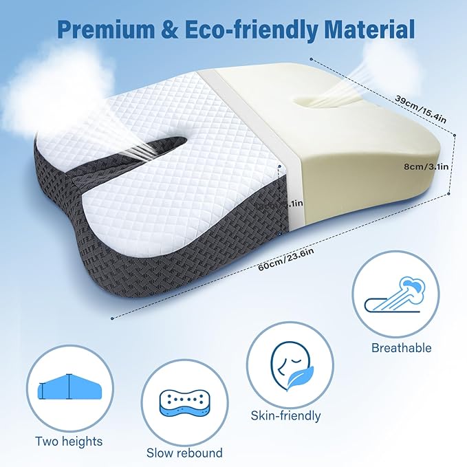 SAHEYER Anti-Snoring Pillow for Side Sleepers, Stop Snore Aid with Memory Foam, Orthopedic Pillow for Sleeper, Snoring Solution and Remedy, Anti-Snore Devices, Black