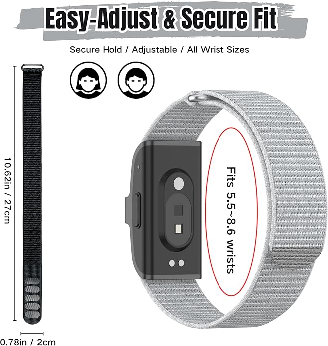 Nylon Loop Compatible with Hume Band, Nylon Replacement Strap, Soft Adjustable Breathable Sport Wristband for Fitness Tracker
