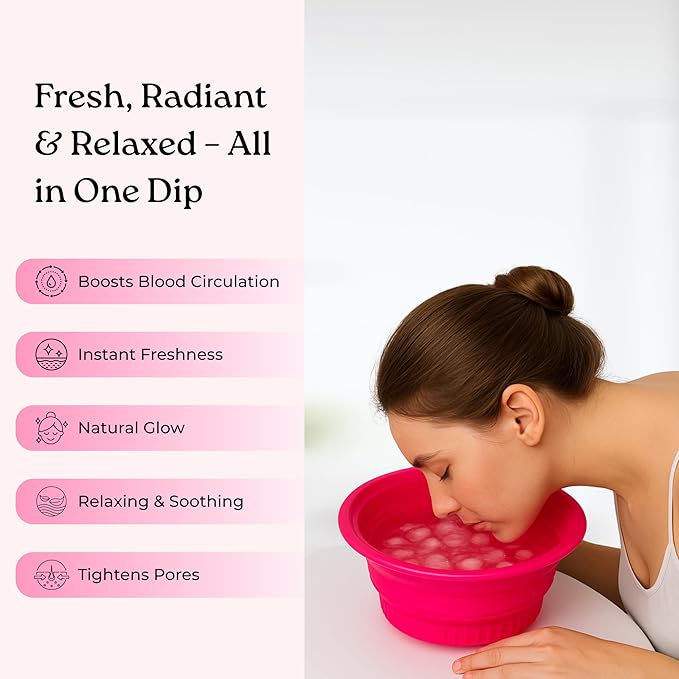 Silicone Ice Facial Bowl – Foldable Face Ice Bath for Pore Tightening, Puffiness Relief & Glowing Skin – Portable Skincare Tool for Women & Men – DIY Ice Recipes (Reusable, Food-Grade Silicone)