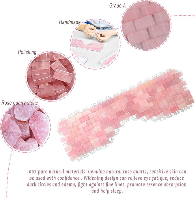 Natural Jade Sleep Mask & Blindfold,Natural Jade Eye Mask,Anti-Aging Hot or Cold Therapy Eye Mask Which is Soothing Cooling Detoxifying (Rose Quartz)