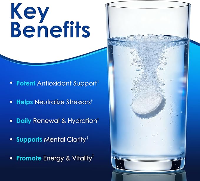 Hydrogen Tablets with Magnesium - H2 Molecular Hydrogen Tabs for Drinking Water, Hydration Electrolytes Supports Healthy Aging, Focus & Daily Energy, Fast-Dissolving Tablets, 60 Count
