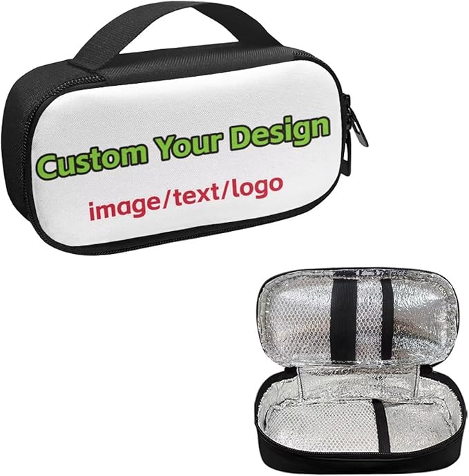Rnyleeg Custom Diabetics Bag for Women Men Personalized Insulin Cooler Travel Case Ensure Diabetes Care Diabetic Supplies Storage Customzied Your Image Text Logo