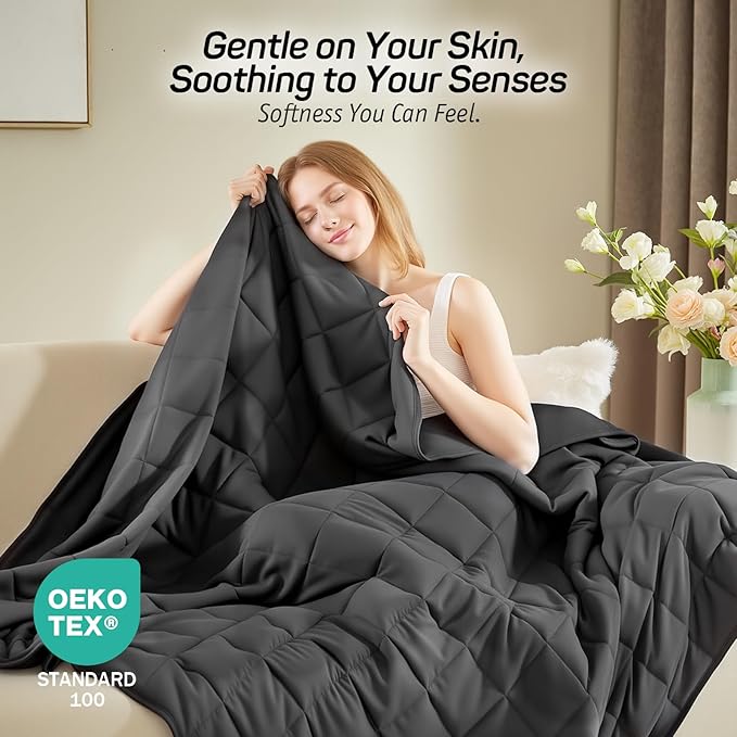 Weighted Blanket for Adults 15lbs, Queen Size Heavy Blanket for 125-180lbs, Weighted Throw Blanket with Premium Glass Beads, Soft Thick Blanket for Adult All-Season, 60 x 80 inches, Dark Grey