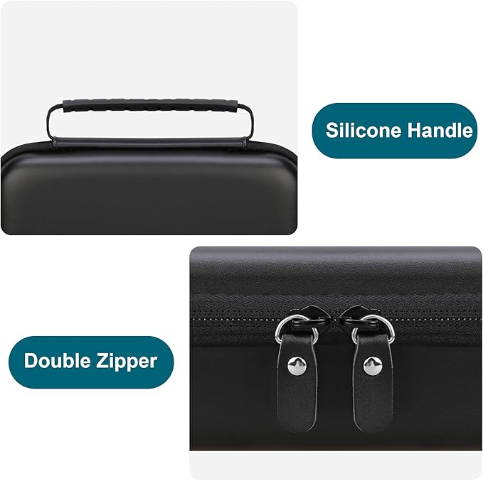 Canboc Travel Carrying Case for Asthma Inhaler, Handheld Spacer for Adults and Kids, Masks, Hard Inhaler Case with Mesh Pocket fit Medicine and Other Essentials, Black (CASE ONLY)