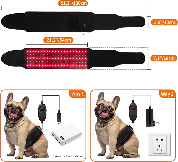Red Light Therapy Belt for Dogs - Portable Red Light Therapy Mat for Pets, Dog Pain Relief Hip & Joint Care, Back Pain Relief, Infrared Light Therapy Device for Home Use, Horses & Pets