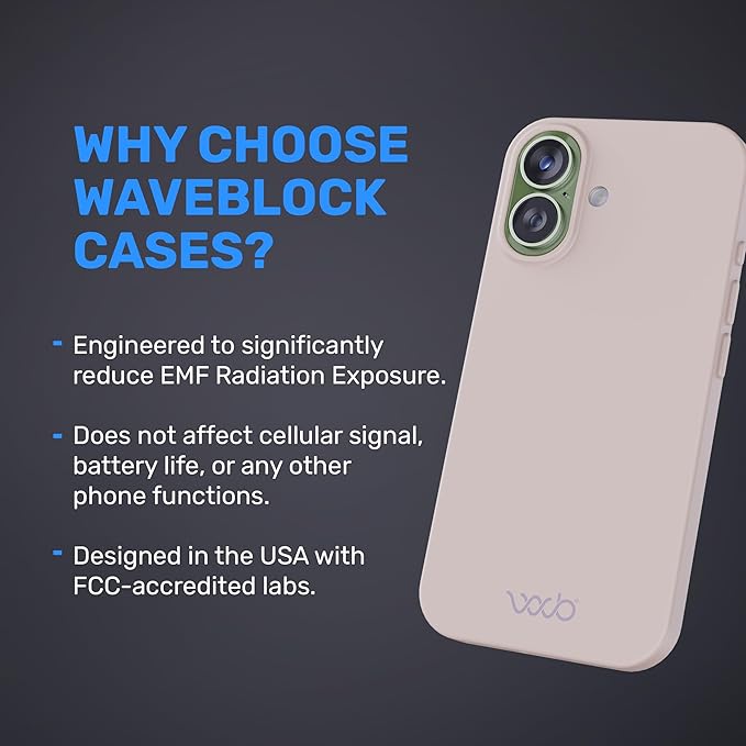 WAVEBLOCK EMF Protection Silicone iPhone Case Compatible with iPhone 17, Radiation Blocker, 5G Shield Reduction, Lightweight, USA Patented and Tested in FCC Lab, Stone