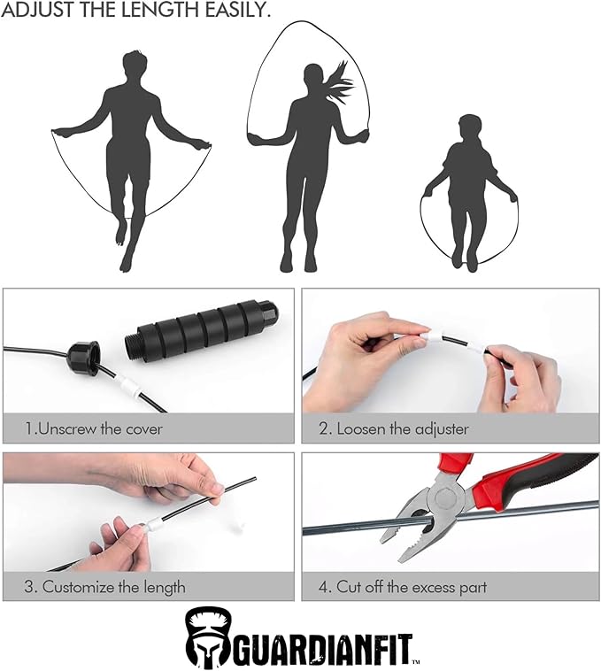 Jump Rope for Fitness and Exercise, Adjustable Length, Ball Bearing Swivel, Cardio Workouts and Weight Loss for Women, Men and Kids.
